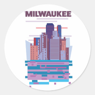 Milwaukee Travel poster Classic Round Sticker