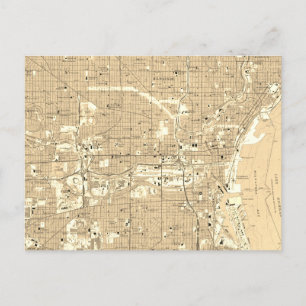 Milwaukee Vintage Map Travel Souvenir Postcard