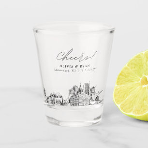 Milwaukee Wedding Favour Personalised Cheers Shot Glass