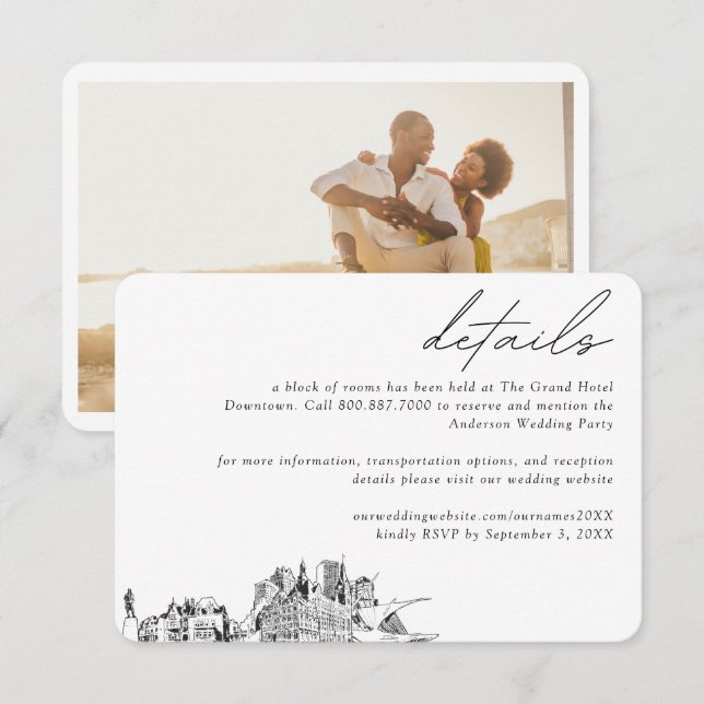 Milwaukee Wedding Hotel Room Block Details Enclosure Card (Front/Back)