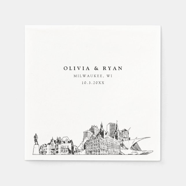 Milwaukee Wedding Minimalist Paper  Napkin (Front)
