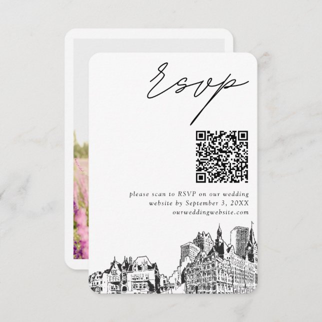 Milwaukee Wedding Modern RSVP QR Code Enclosure Card (Front/Back)