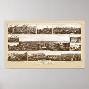Milwaukee, WI Panoramic Map - 1882 Poster