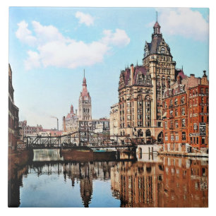 Milwaukee WI - River from Sycamore St, Milwaukee Tile