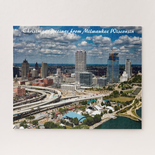 Milwaukee Wisconsin. Christmas Greetings Jigsaw Puzzle (Horizontal)