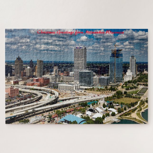 Milwaukee Wisconsin.Christmas Greetings Jigsaw Puzzle (Horizontal)