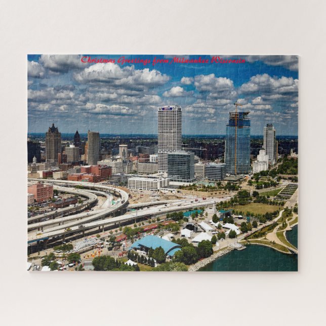 Milwaukee Wisconsin.Christmas Greetings Jigsaw Puzzle (Horizontal)