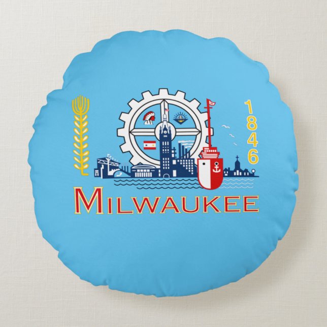 Milwaukee (Wisconsin) City flag Round Cushion (Front)