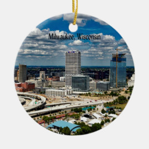 Milwaukee, Wisconsin cityscape Ceramic Tree Decoration