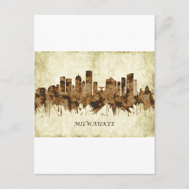 Milwaukee Wisconsin Cityscape Holiday Postcard (Front)