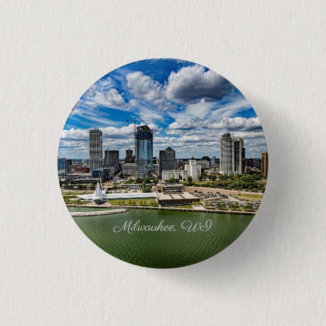 Milwaukee, Wisconsin cityscape photograph, 3 Cm Round Badge (Front)