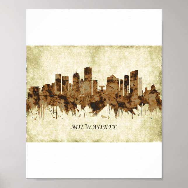 Milwaukee Wisconsin Cityscape Poster (Front)
