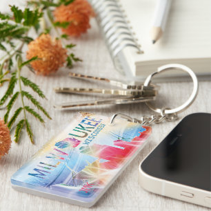 Milwaukee, Wisconsin - Colourful Design Key Ring