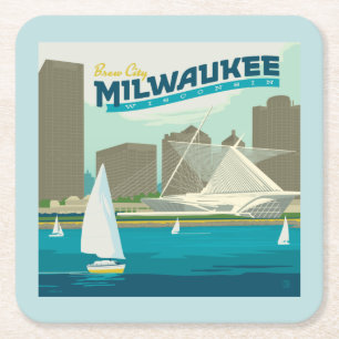 Milwaukee Wisconsin Harbour   Brew City Square Paper Coaster