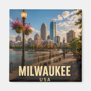 Milwaukee Wisconsin Harbour Travel Gift Magnet