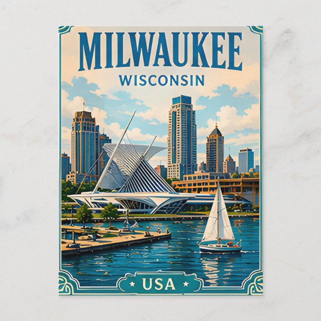 ⛵ Milwaukee Wisconsin Memory From Lakefront ⛵ Postcard (Front)