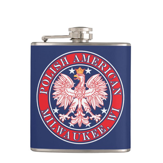 Milwaukee Wisconsin Polish Hip Flask (Front)