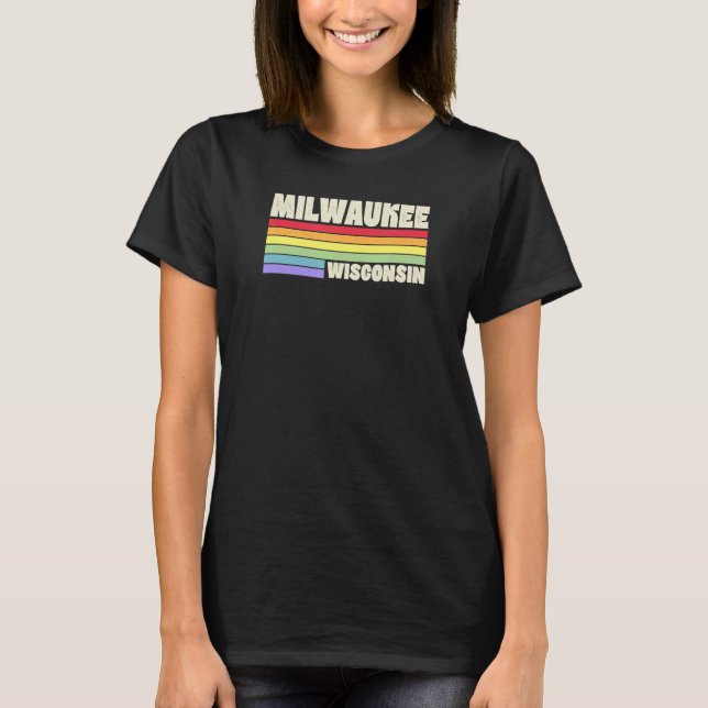 Milwaukee Wisconsin Pride Rainbow Flag Gay Pride M T-Shirt (Front)