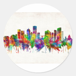 Milwaukee Wisconsin skyline Classic Round Sticker