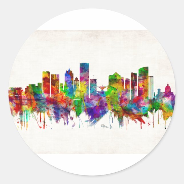 Milwaukee Wisconsin skyline Classic Round Sticker (Front)