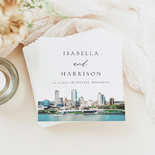 MILWAUKEE Wisconsin Skyline Destination Travel Napkin