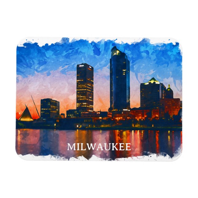 Milwaukee Wisconsin Skyline Panorama View Magnet (Horizontal)