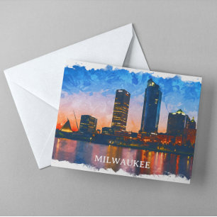 Milwaukee Wisconsin Skyline Panorama View Postcard