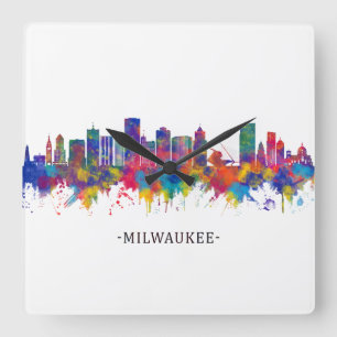 Milwaukee Wisconsin Skyline Square Wall Clock
