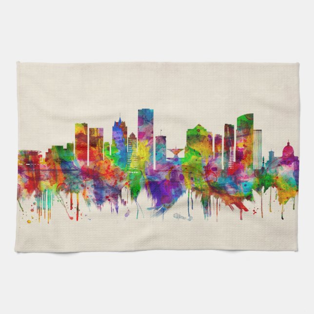 Milwaukee Wisconsin skyline Tea Towel (Horizontal)