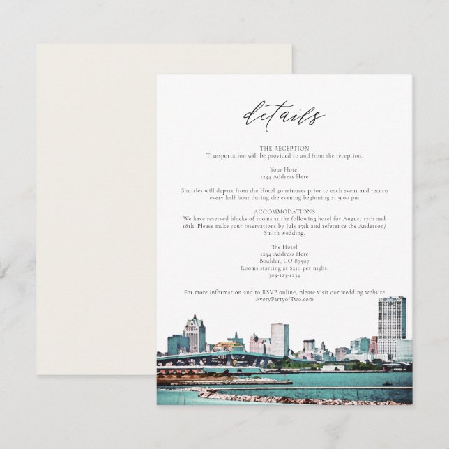 MILWAUKEE WISCONSIN Skyline Travel Details Card (Front/Back)