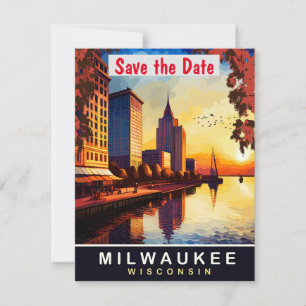 Milwaukee, Wisconsin, Travel Postcard,  Save The Date