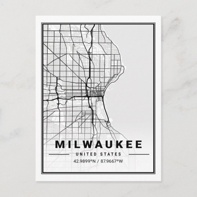 Milwaukee Wisconsin USA Travel City Map Postcard (Front)