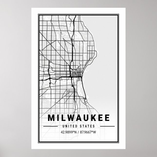 Milwaukee Wisconsin USA Travel City Map Poster (Front)
