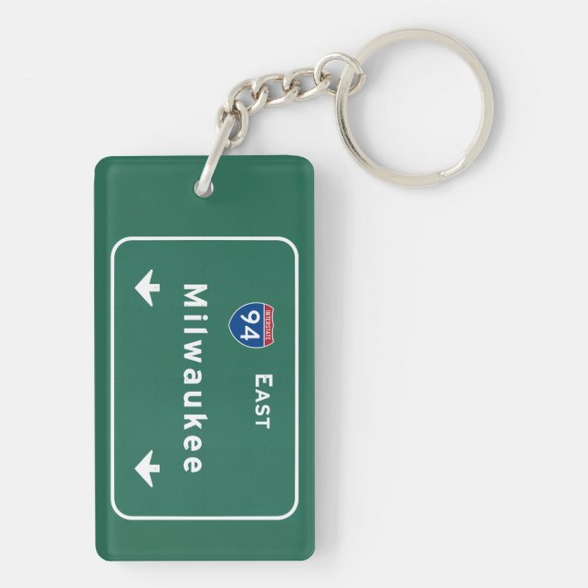 Milwaukee Wisconsin wi Interstate Highway Freeway Key Ring (Back)