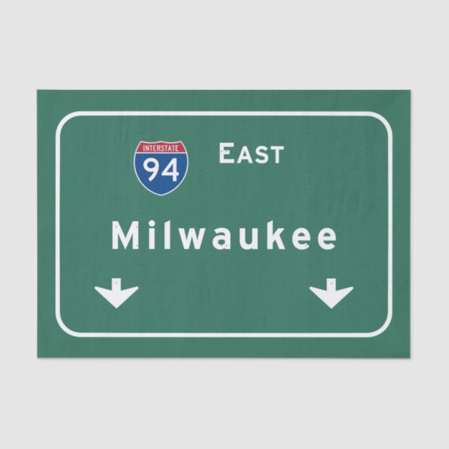 Milwaukee Wisconsin wi Interstate Highway Freeway Tissue Paper (Front)