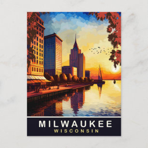 Milwaukee, Wisvonsin, City Waterfront, Travel  Postcard