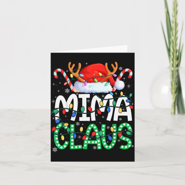 Mima Claus Christmas Lights Pajama Family Matching Card (Front)
