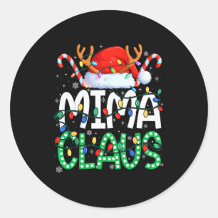 Mima Claus Christmas Lights Pajama Family Matching Classic Round Sticker