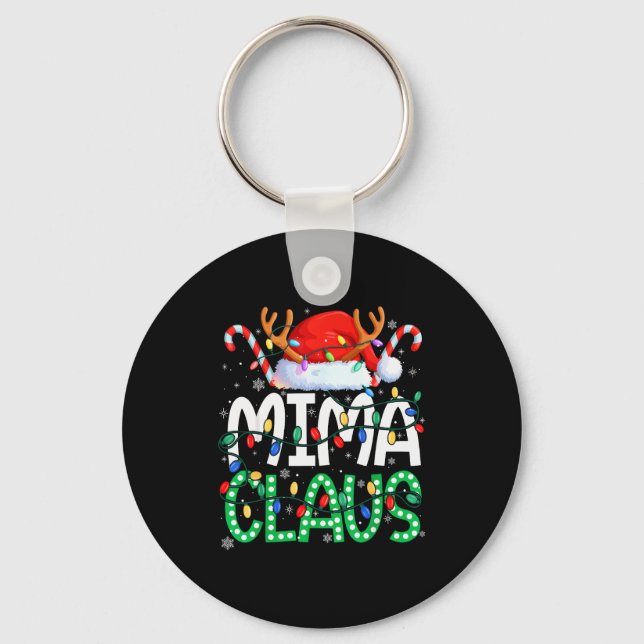 Mima Claus Christmas Lights Pajama Family Matching Key Ring (Front)