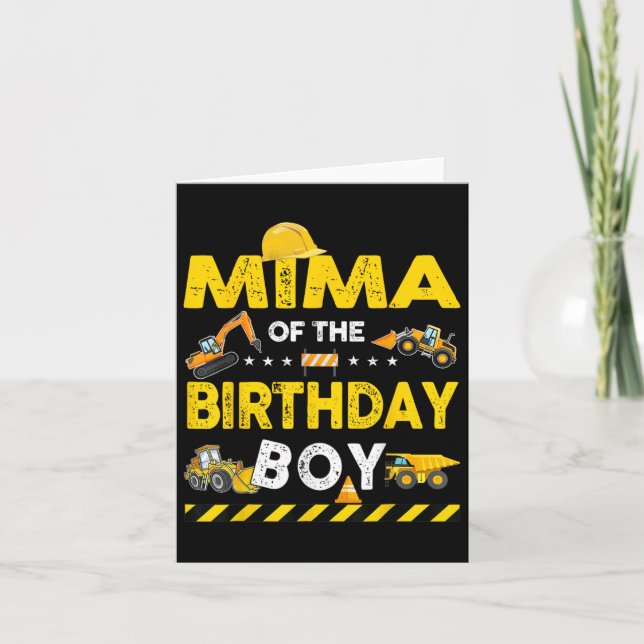 Mima Of The Birthday Boy Construction Worker Birth Card (Front)