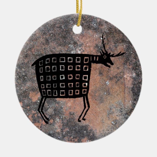 mimbres Pottery Design Ceramic Tree Decoration (Front)