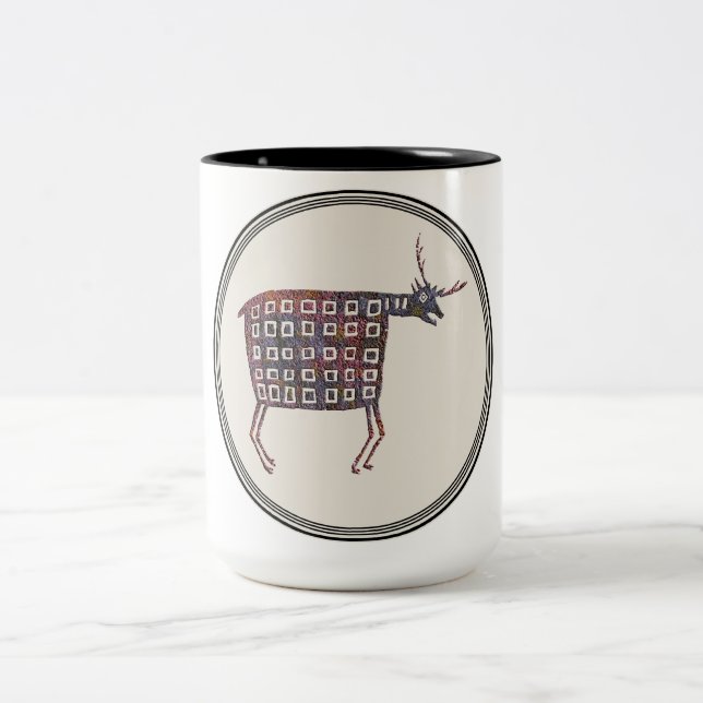 Mimbres Pottery Design Two-Tone Coffee Mug (Center)