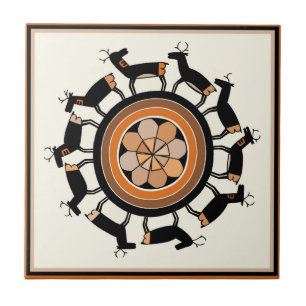 Mimbres Tribal Deer Ritual Tile