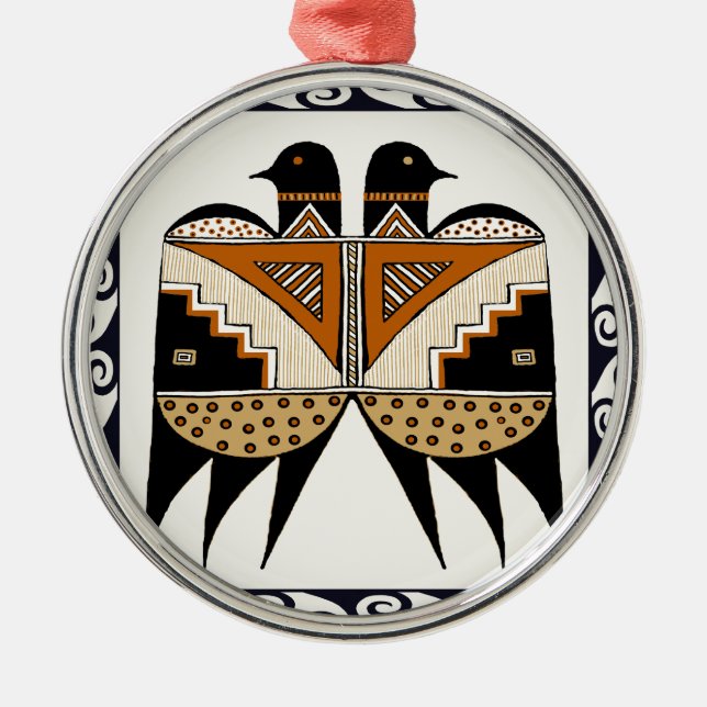 Mimbres Twin Birds Metal Tree Decoration (Front)
