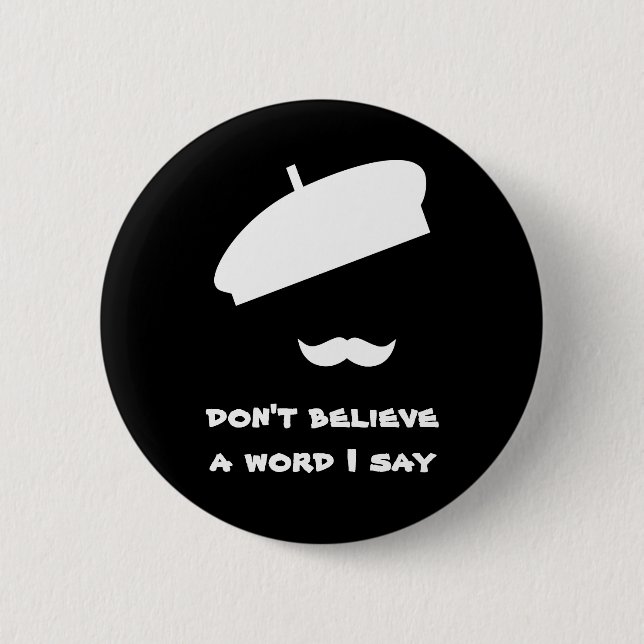 Mime Pantomime Silent Black 6 Cm Round Badge (Front)