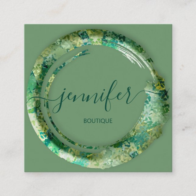 Mimetic Camouflage Abstract Fashion Woodland Square Business Card (Front)