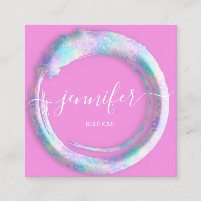 Mimetic Camouflage Abstract Fashion Wow Holograph  Square Business Card (Front)