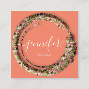 Mimetic Camouflage Military Fashion Coral Pink Square Business Card