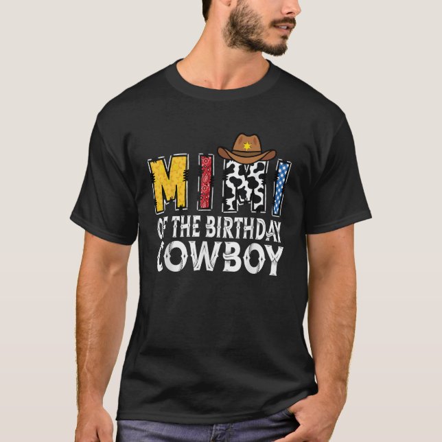 Mimi 1st Birthday Cowboy Western Mimi Birthday Boy T-Shirt (Front)
