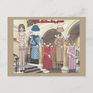 Mimi, Art Deco Lady of 1928 Paper Doll Postcard